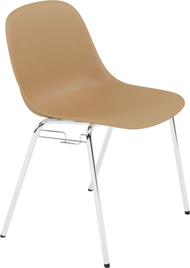 Krzesło Fiber A Base ochra na chromowanych nogach z łącznikiem