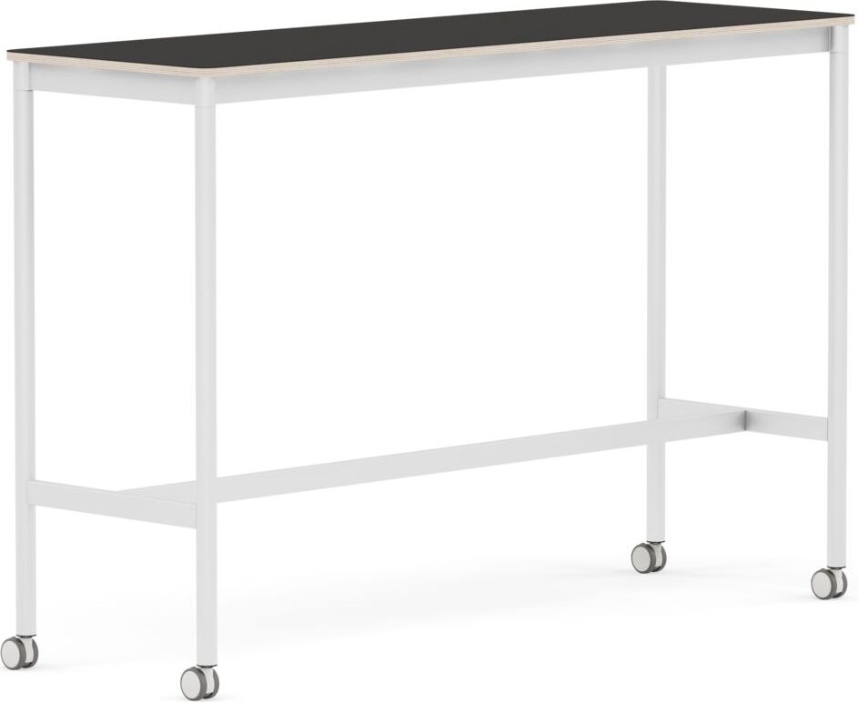 Stół na kółkach Base 50 x 160 x 105 cm czarny linoleum nogi białe