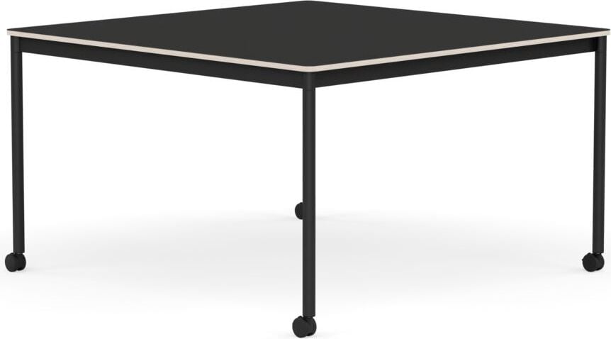 Stół na kółkach Base kwadratowy 128 cm czarny nanolaminat nogi czarne