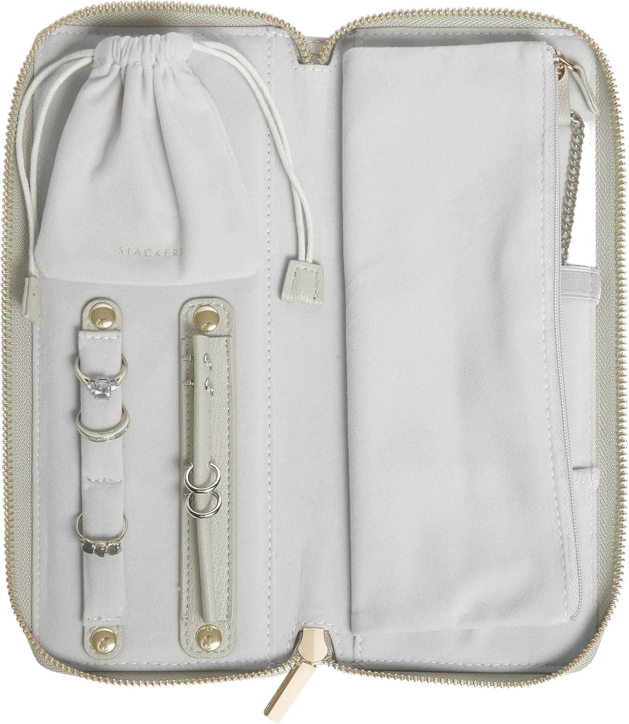 Pudełko podróżne na biżuterię z miejscem na pierścionki Stackers jasnobeżowe