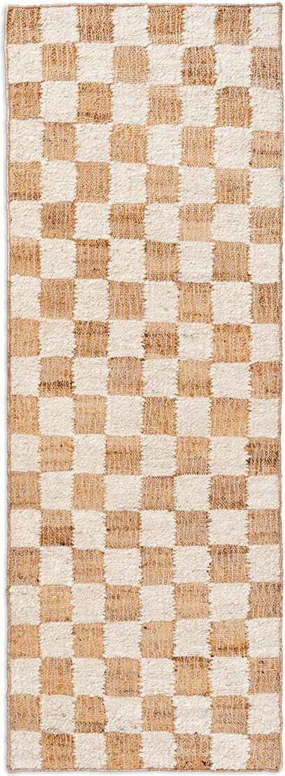 Dywan Check 70 x 180 cm złamana biel