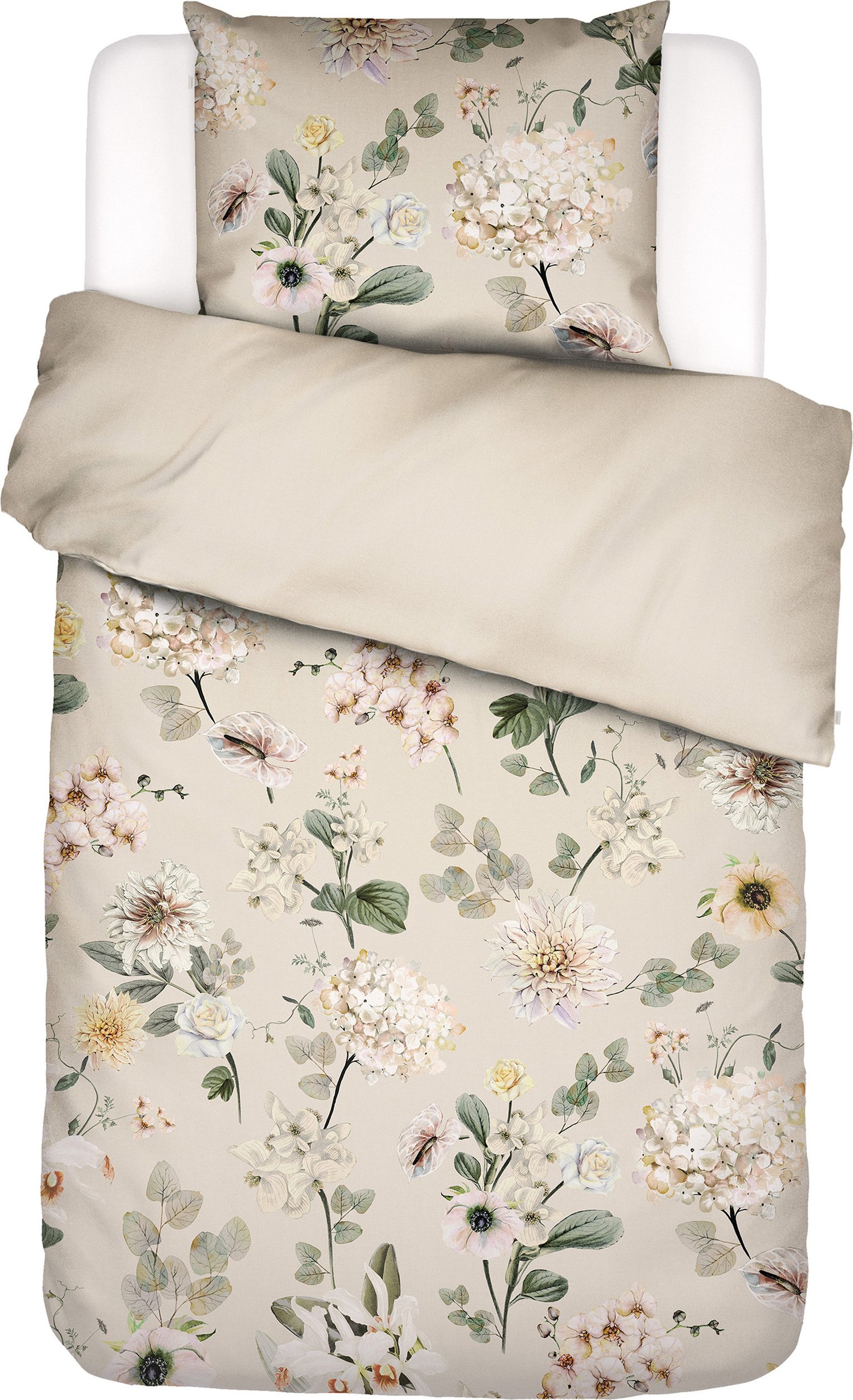 Pościel Noe 155 x 220 cm beżowa z poszewką na poduszkę 80 x 80 cm zapięcie suwak