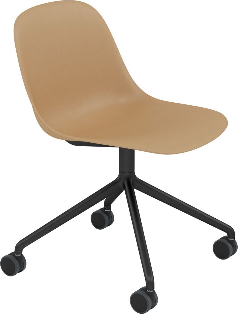 Krzesło na kółkach Fiber Swivel ochra na aluminiowych nogach