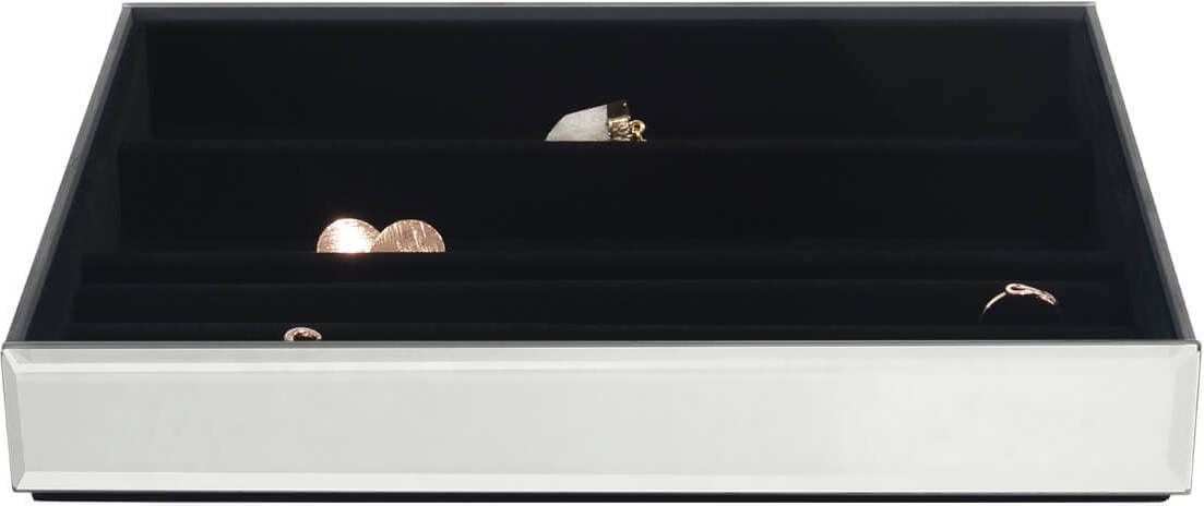 Szkatułka na biżuterię Stackers 4 komorowa classic velvet szklana z czarną wyściółką