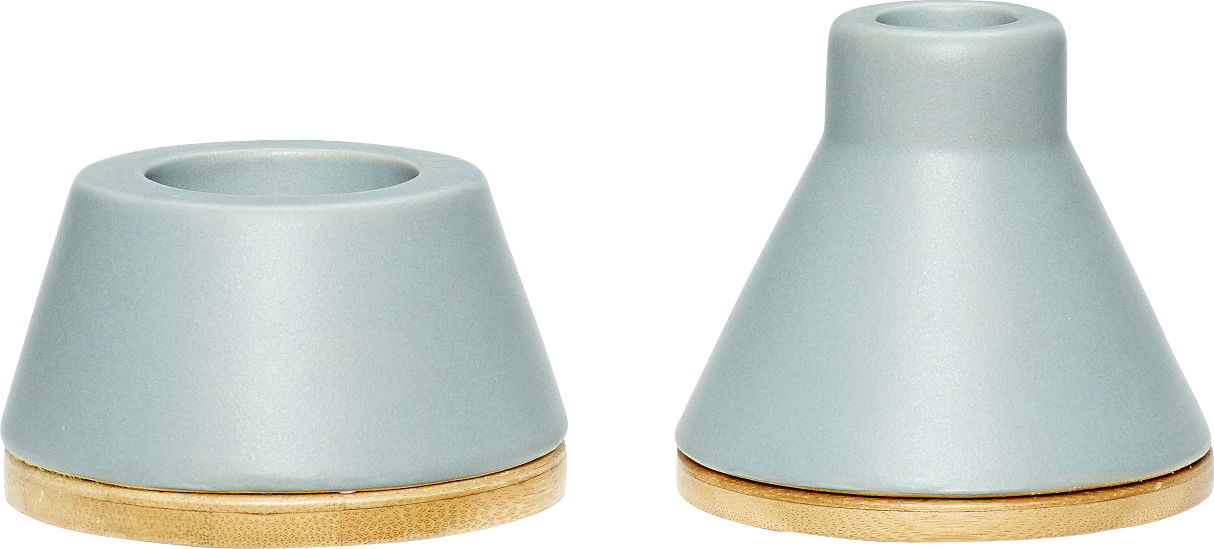 Świecznik Hübsch zgaszona zieleń ceramiczny 2 szt.