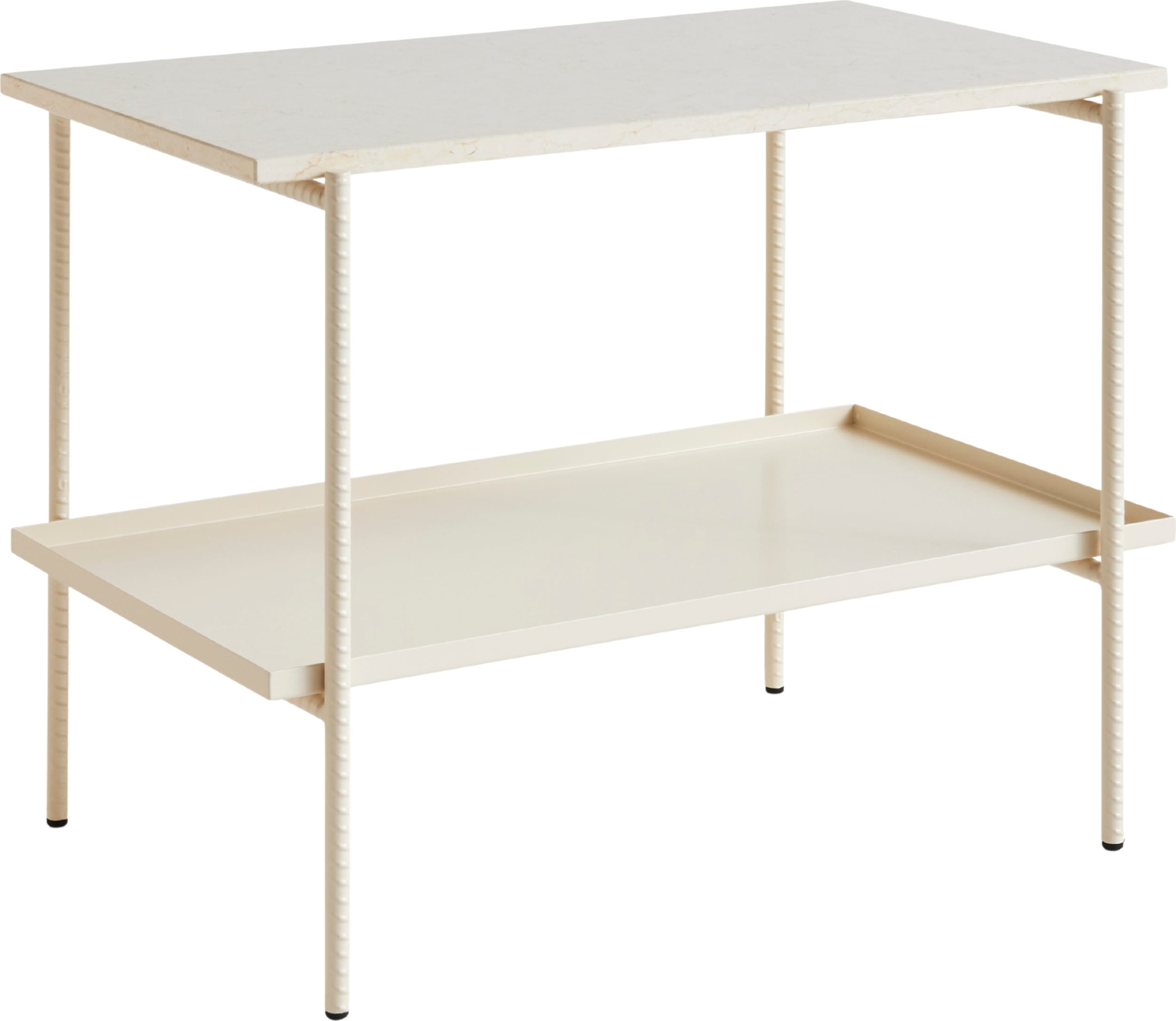 Stolik boczny dwupoziomowy Rebar 75 x 44 x 55 cm beżowy marmur