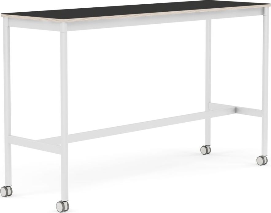 Stół na kółkach Base 50 x 160 x 95 cm czarny nanolaminat nogi białe