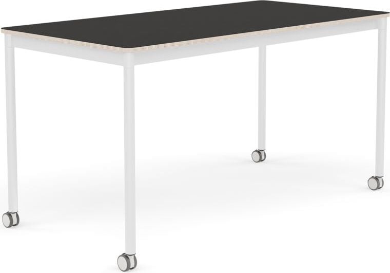 Stół na kółkach Base 70 x 140 cm czarny linoleum nogi białe
