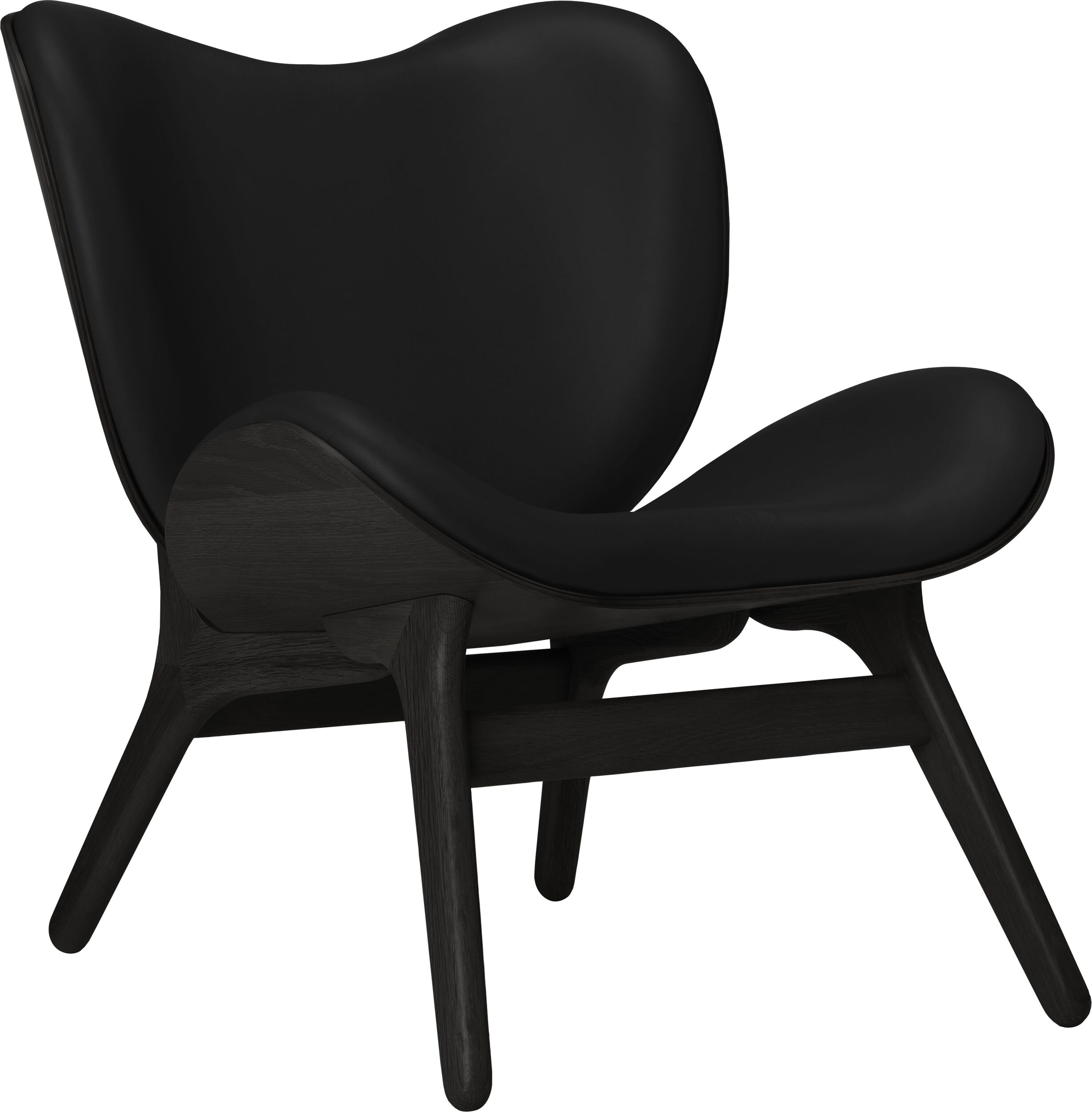 Fotel Conversation Piece Hope czarny skórzany na czarnych dębowych nogach