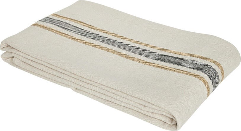 Obrus Linu 140 x 260 cm beżowo-szary