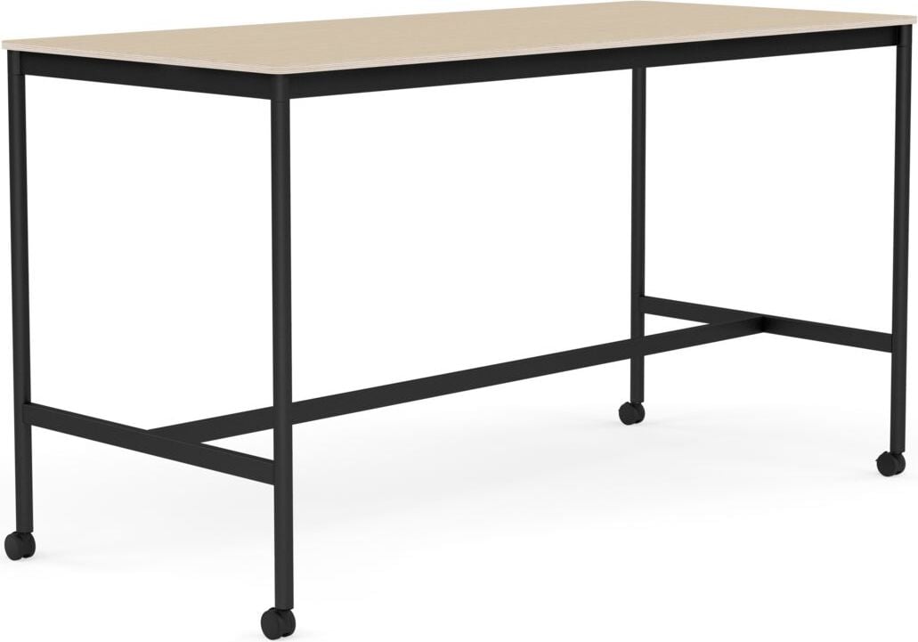 Stół na kółkach Base 85 x 190 x 105 cm okleina dąb lakierowany nogi czarne