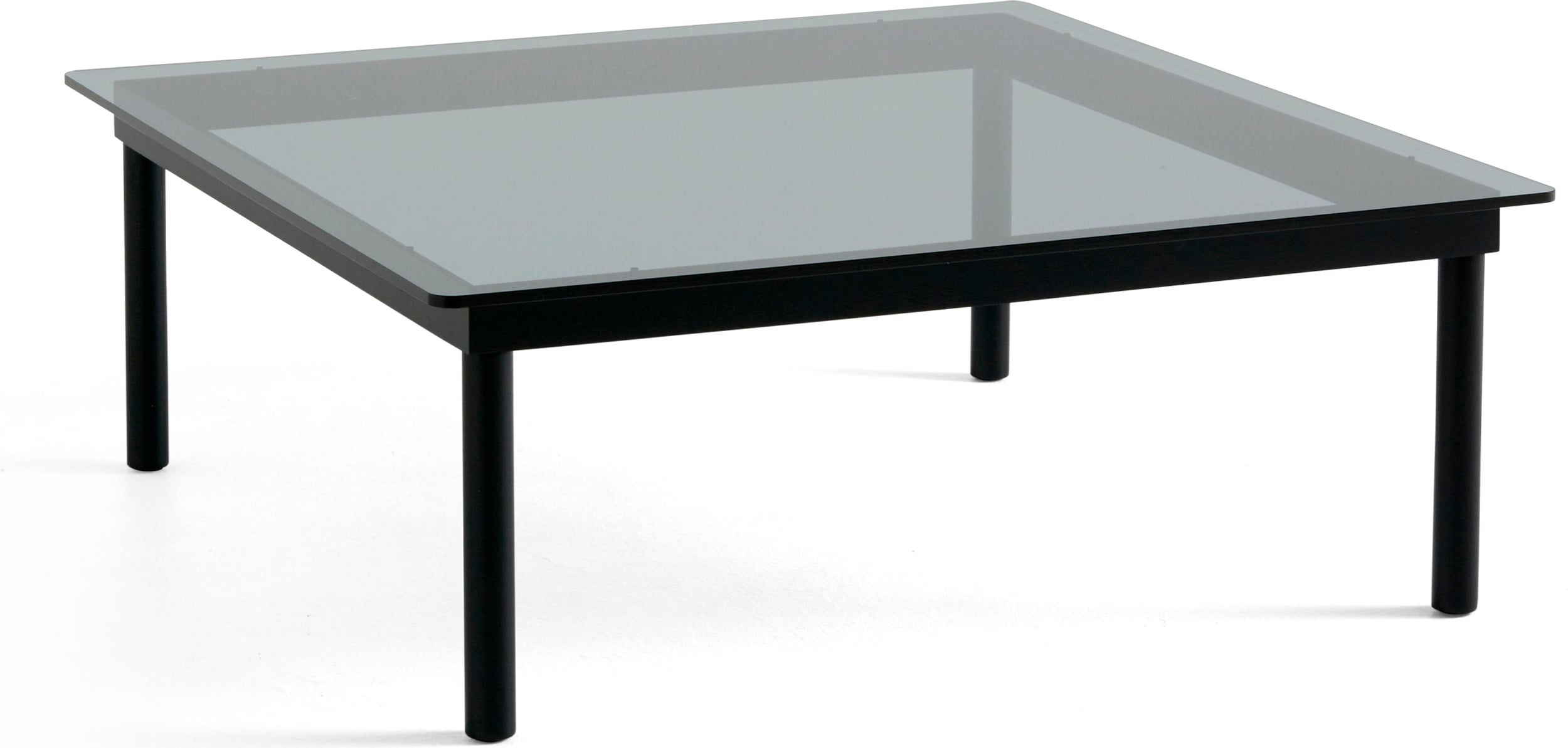 Stolik kawowy Kofi 100 x 100 cm blat szkło gładkie przyciemniane z nogami czarny dąb
