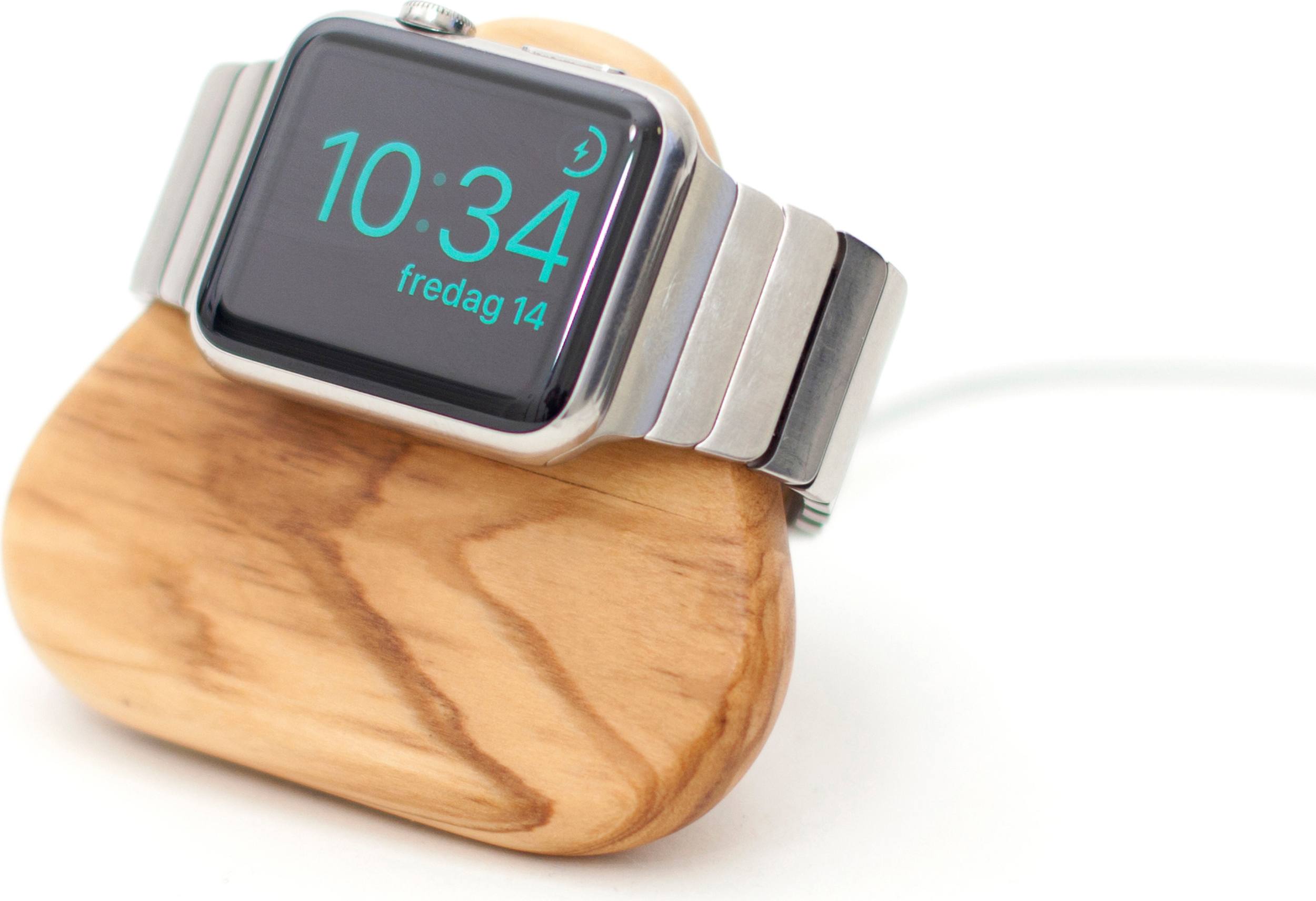 Stojak Tetra Nightstand drewno oliwne do zegarków Apple Watch