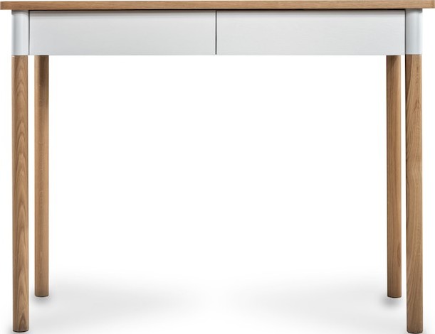 Biurko Flow białe z dębowym blatem