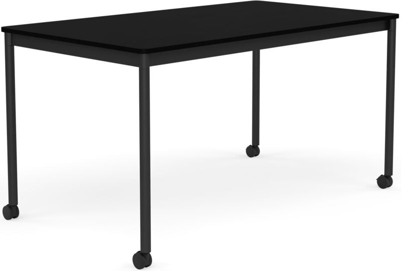 Stół na kółkach Base 80 x 140 cm czarny laminowany ABS nogi czarne