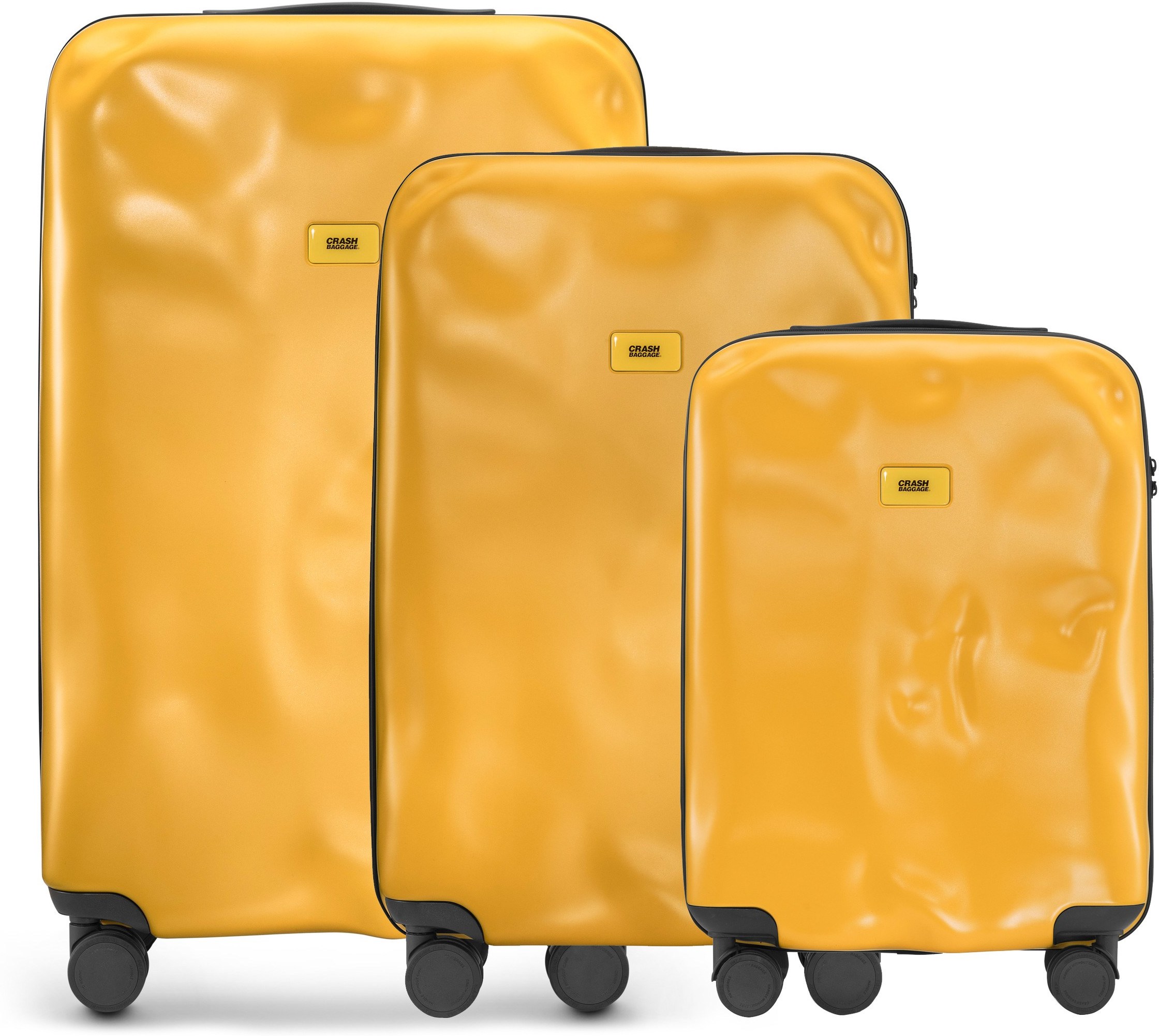 Walizki Icon w zestawie 3 el. matowy żółty