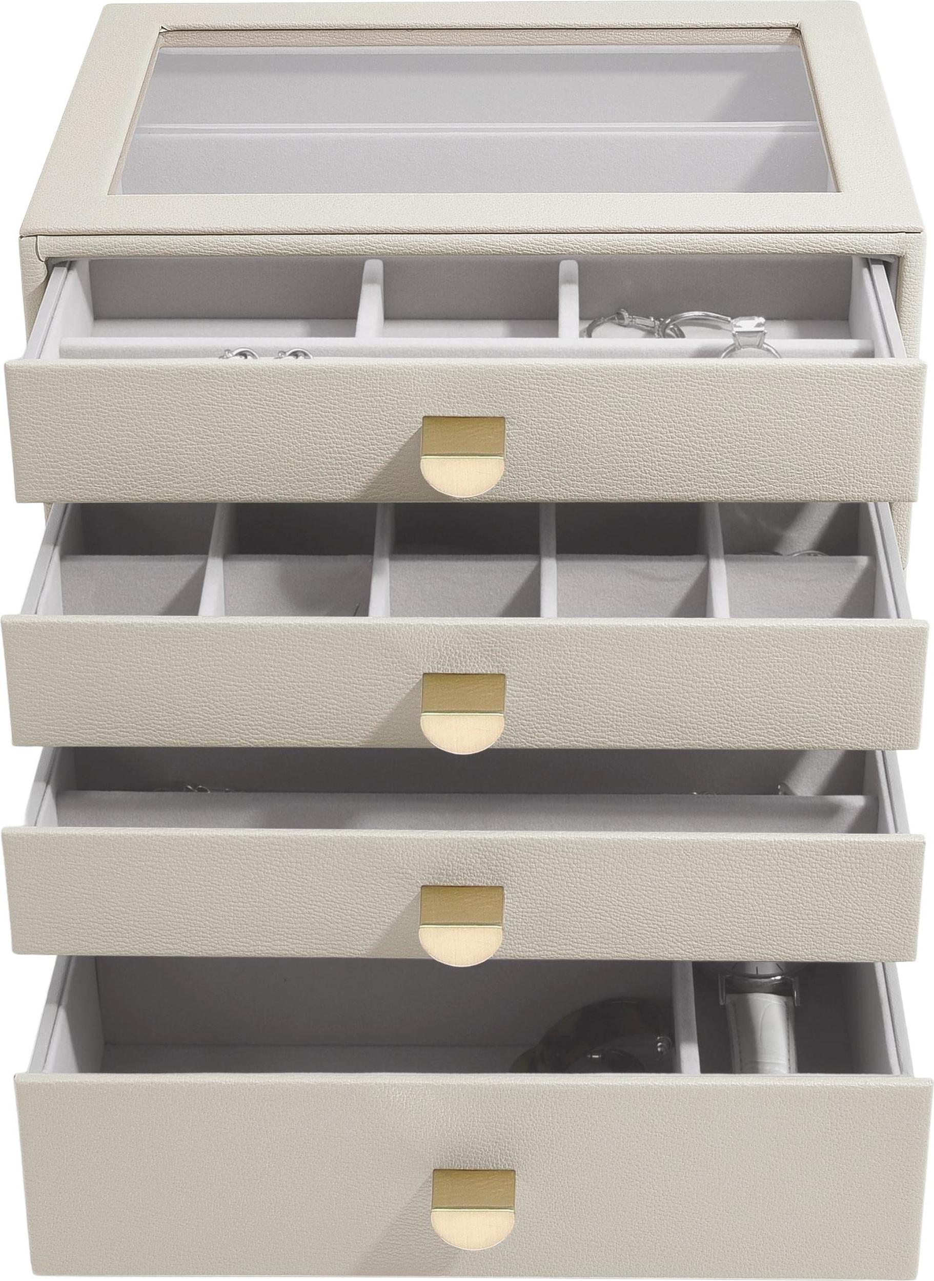 Szkatułka na biżuterię Stackers Pebble classic jasnobeżowa z 4 szufladami