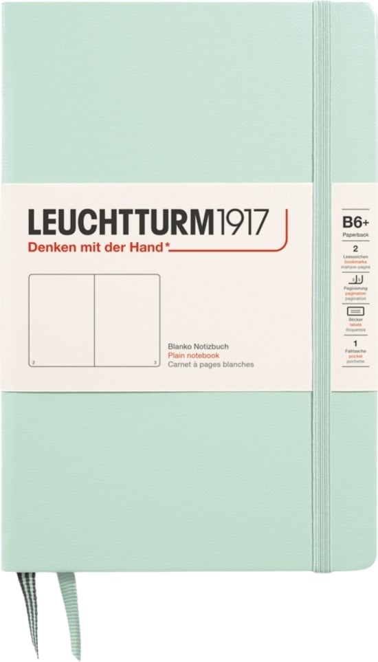 Notes gładki w twardej oprawie Leuchtturm 1917 B6+ 219 stron miętowy 80 g/m²