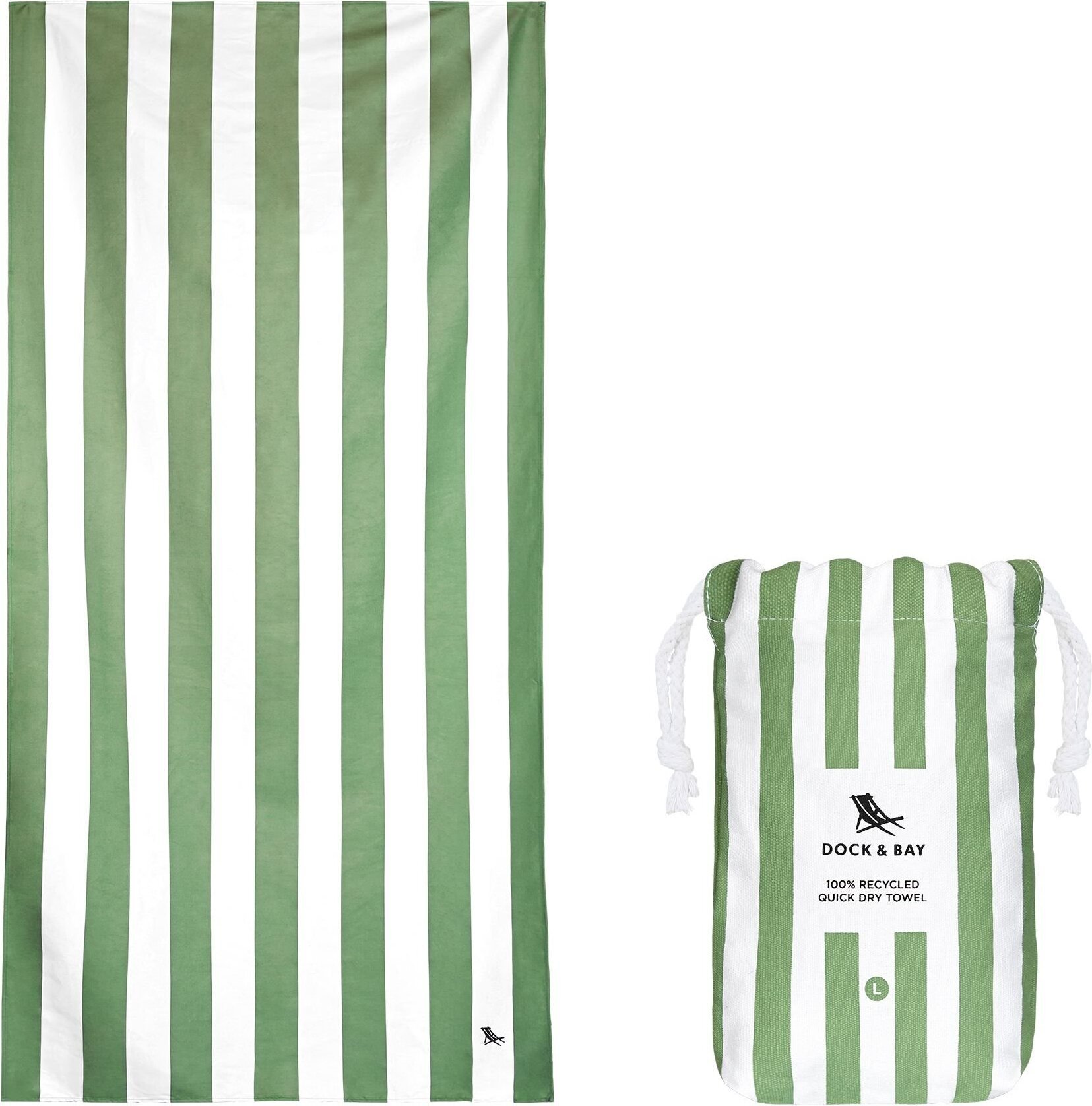 Ręcznik plażowy szybkoschnący Dock & Bay 90 x 200 cm oliwkowy