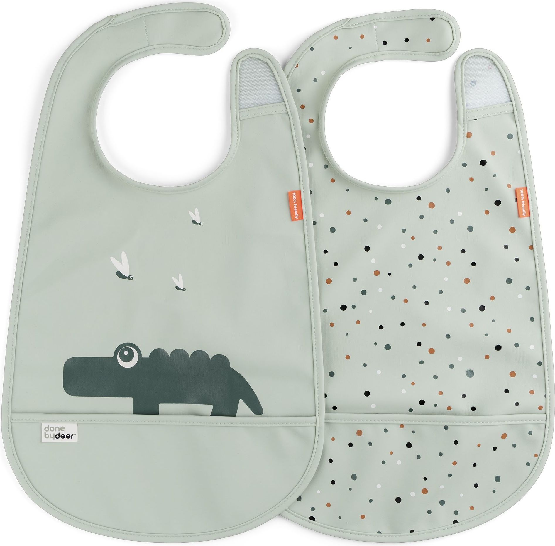 Śliniaki z kieszonką Done by Deer Croco 2 szt.