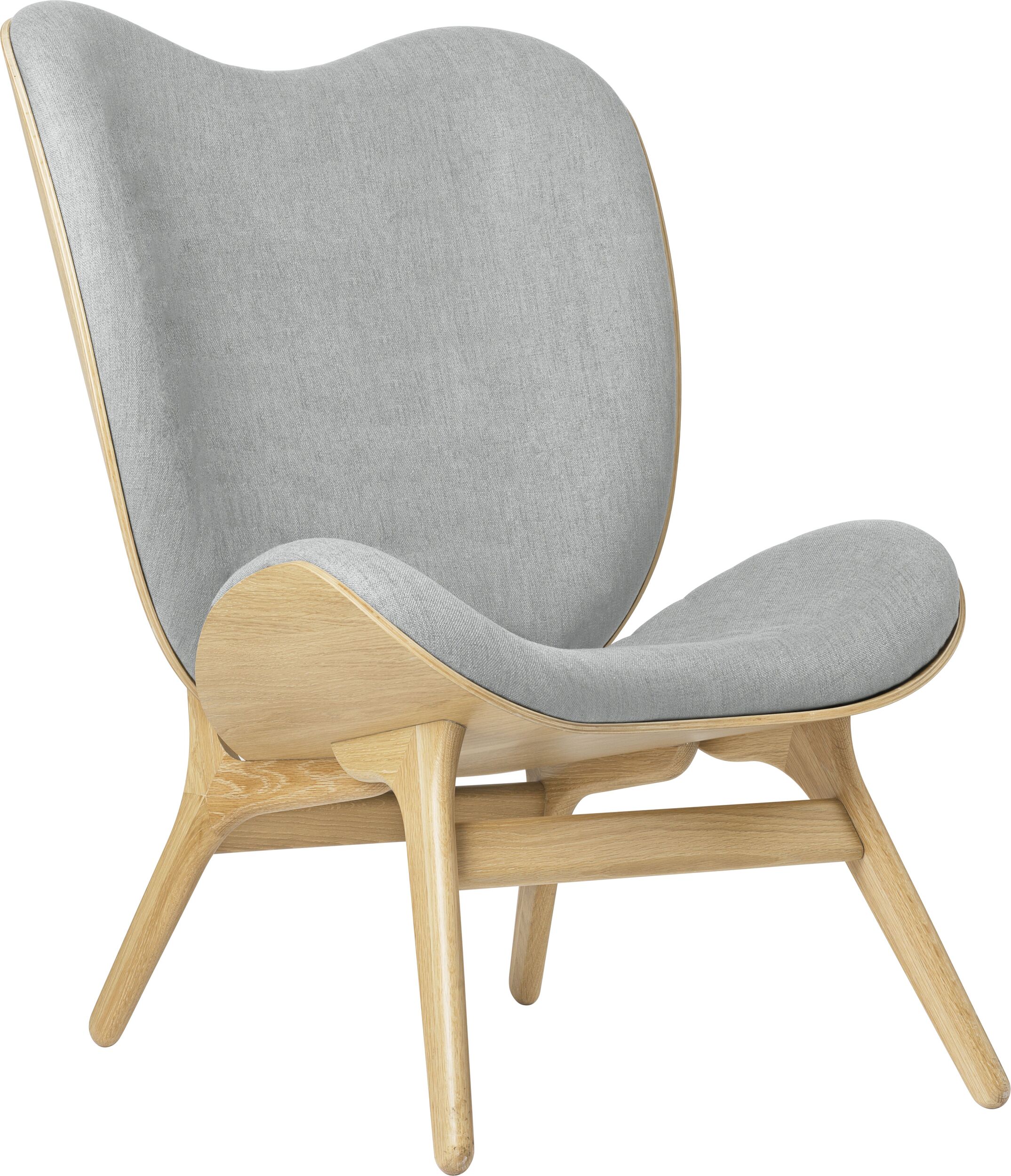 Fotel Conversation Piece 106 cm jasnoszary na dębowych nogach