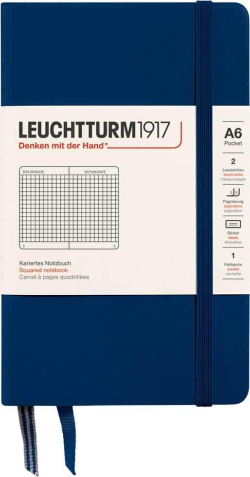 Notes w kratkę w twardej oprawie Leuchtturm 1917 A6 187 stron granatowy 80 g/m²