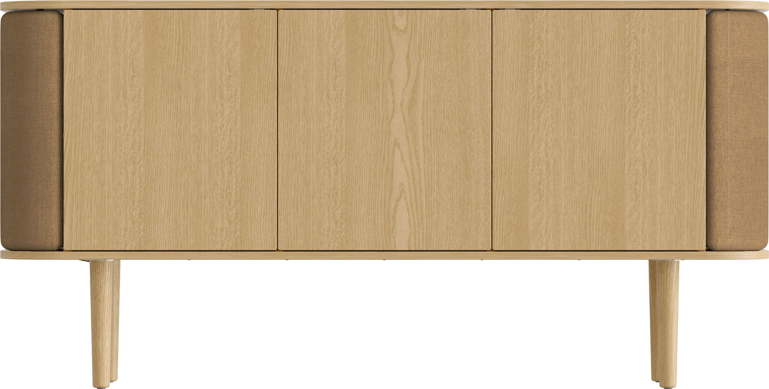 Komoda trzydrzwiowa Treasures dąb i brązowa tkanina