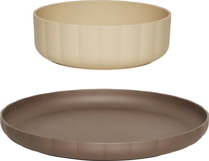 Naczynia dziecięce Pullo brązowe i beżowe 2 el.