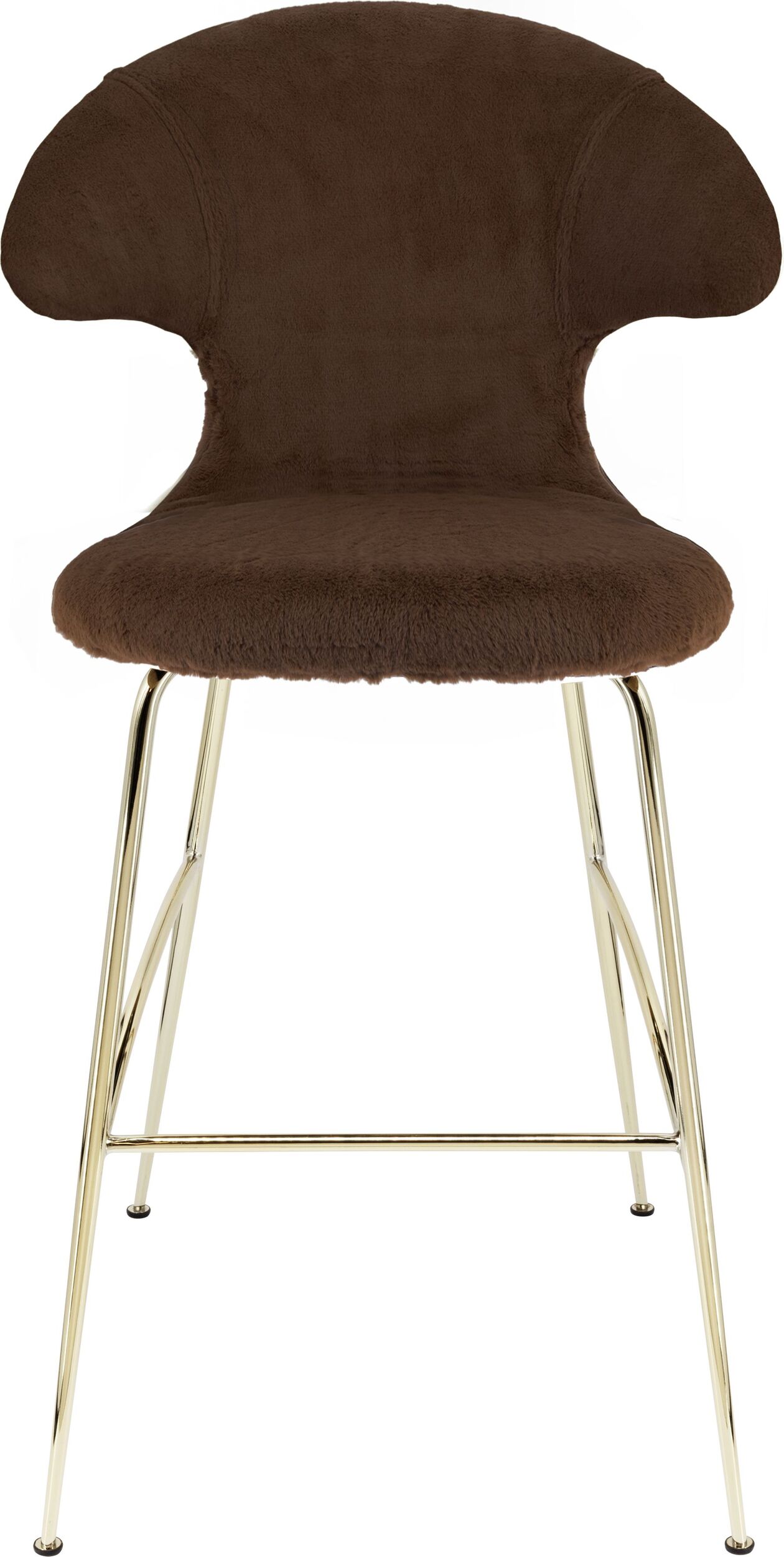 Krzesło barowe Time Flies Teddy brązowe na mosiężnych nogach