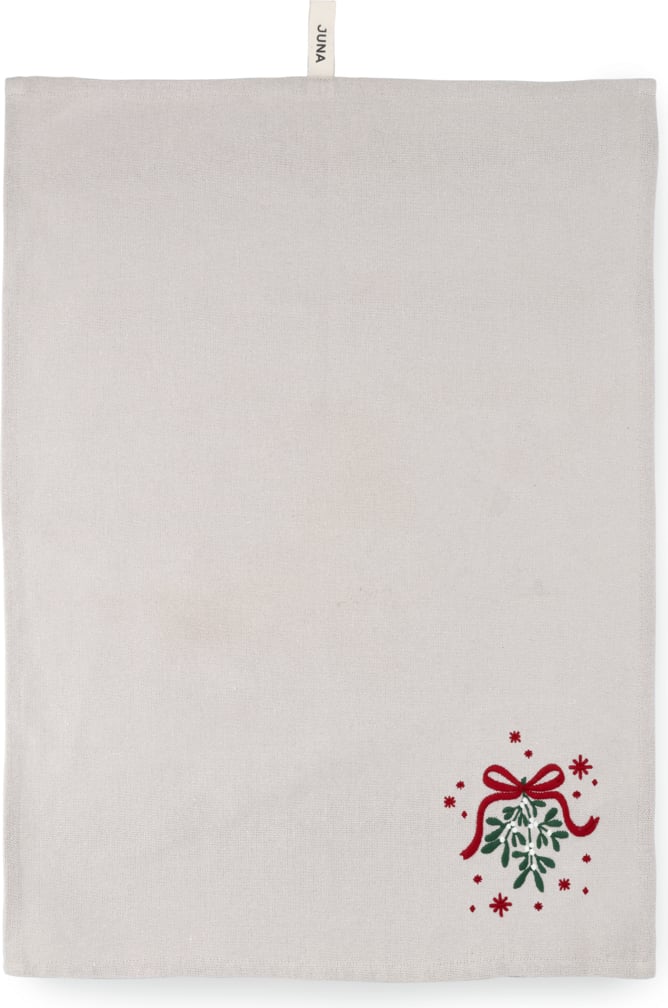 Ścierka kuchenna Christmas Fable jemioła 50 x 70 cm piaskowa