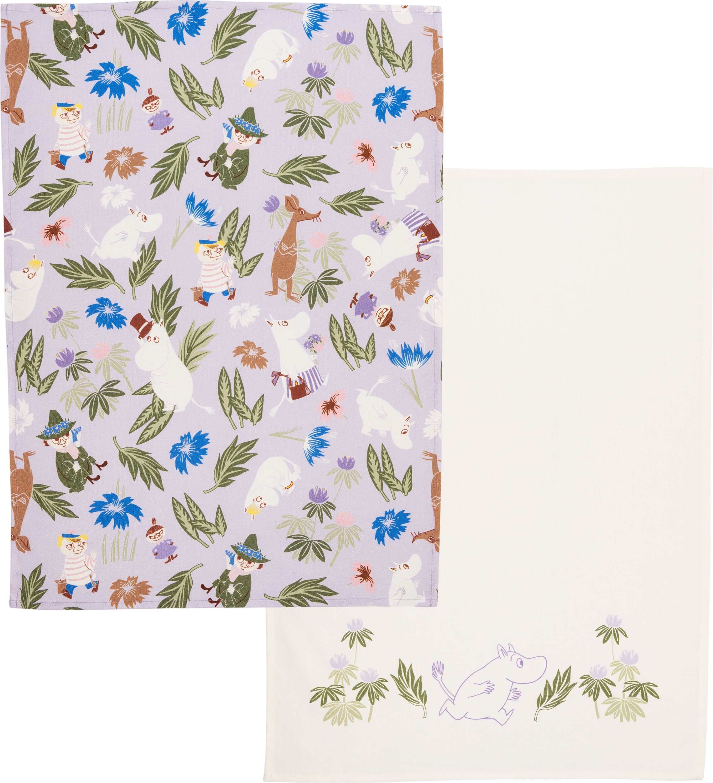 Ścierki kuchenne Arabia Finland Muminki Flower Garden 50 x 70 cm fioletowe 2 szt.