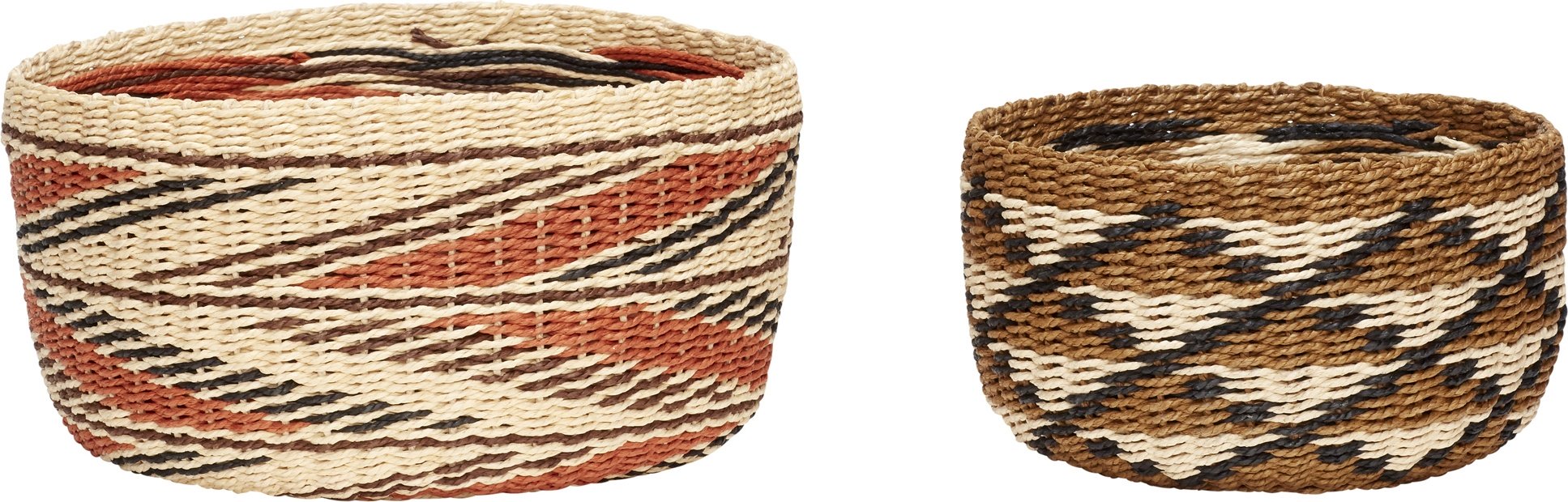 Koszyk Hübsch okrągły beżowo-brązowy papierowy 2 szt.