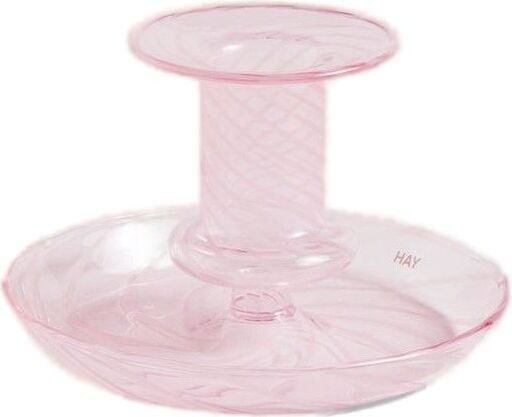 Świecznik na klasyczną świecę Flare Stripe S różowy