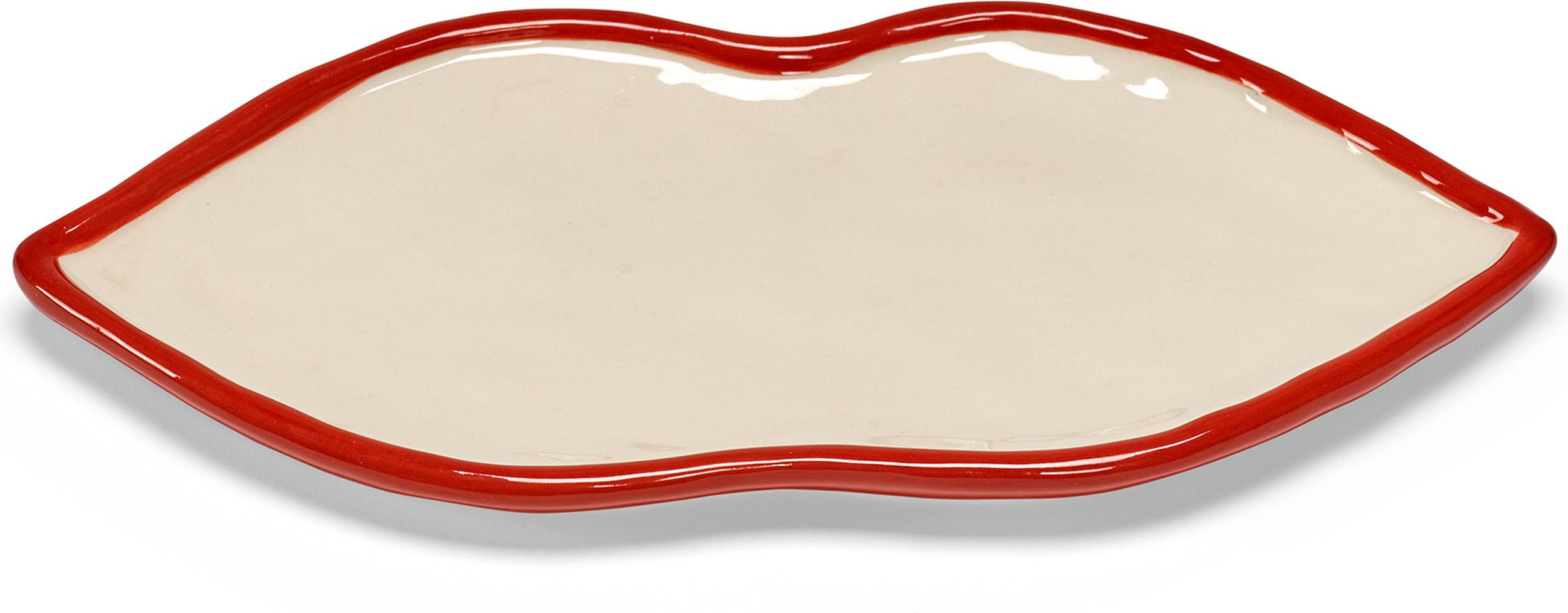 Talerz do serwowania Les Objets Mouleversants 22 cm biało-czerwony