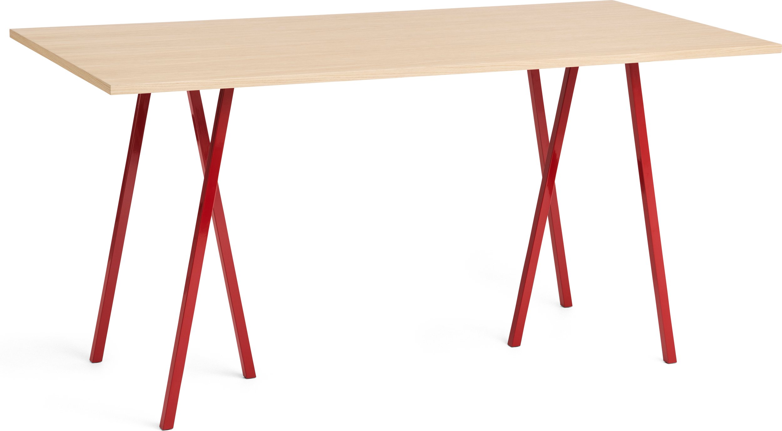 Stół Loop Stand wysoki 200 cm wzmocniony blat dąb lakierowany nogi czerwone