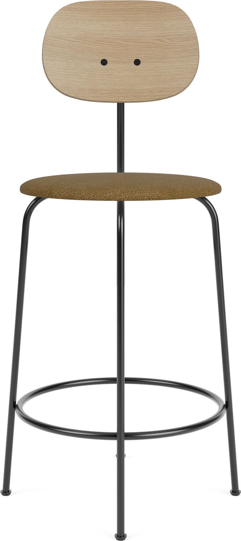 Krzesło barowe Afteroom Plus Bouclé 97 cm brązowe oparcie jasny dąb z tapicerowanym siedziskiem