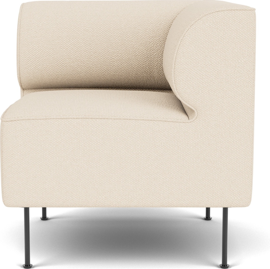 Narożnik prawostronny sofy modułowej Eave 75 x 75 cm kremowy na czarnych stalowych nogach