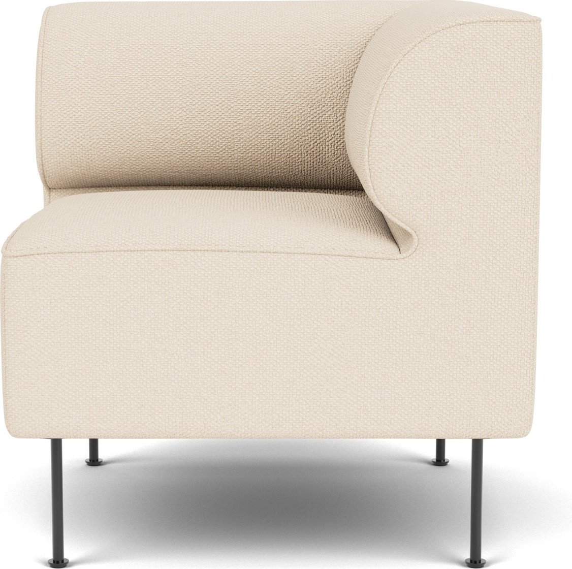 Narożnik prawostronny sofy modułowej Eave 75 x 75 cm kremowy na czarnych stalowych nogach