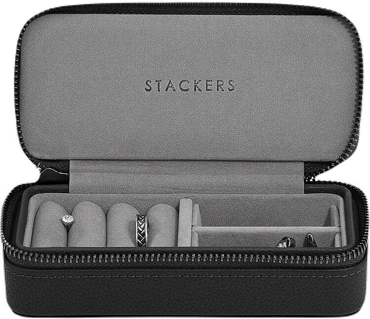 Pudełko podróżne na biżuterię Travel Medium Stackers Pebble czarne