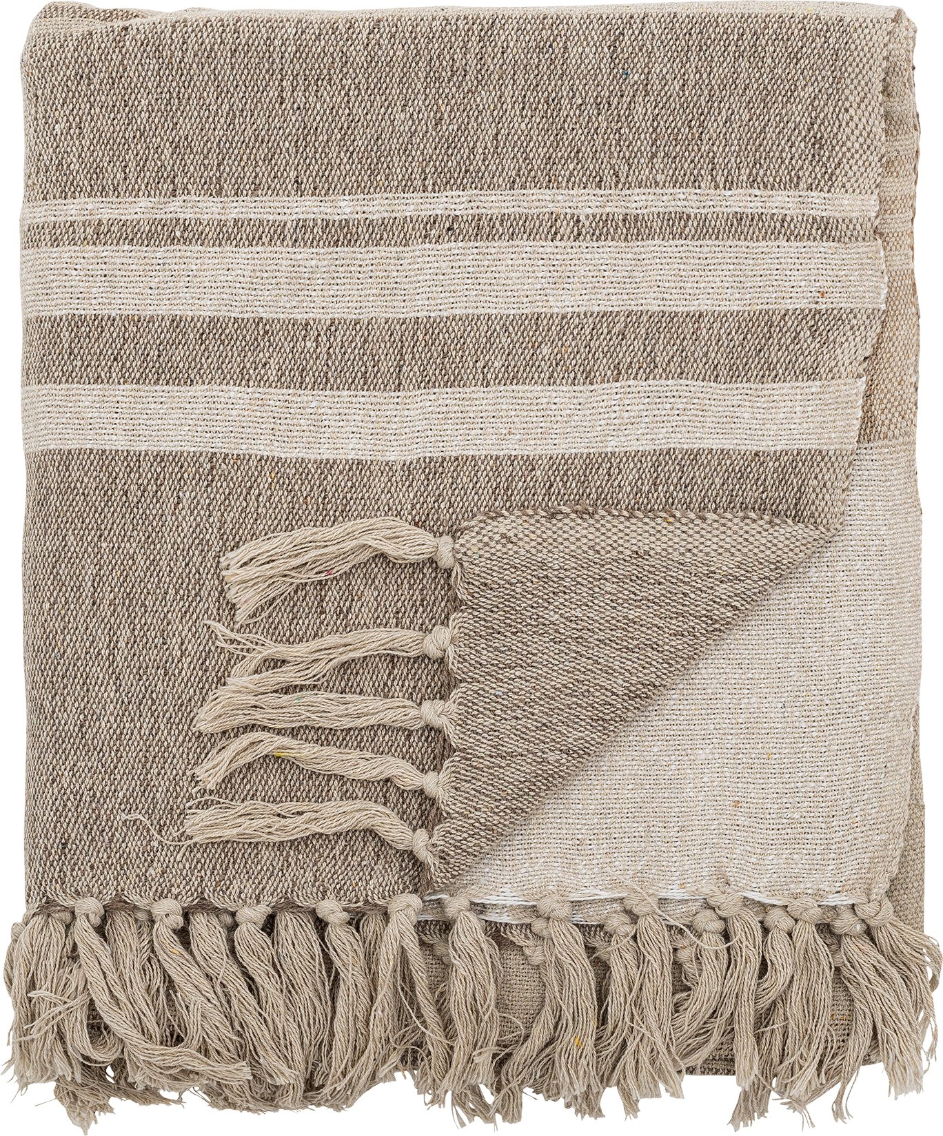 Koc Lugo 130 x 160 cm beżowy z frędzlami