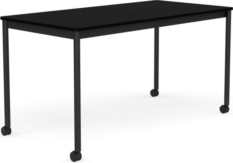 Stół na kółkach Base 70 x 140 cm czarny laminowany ABS nogi czarne