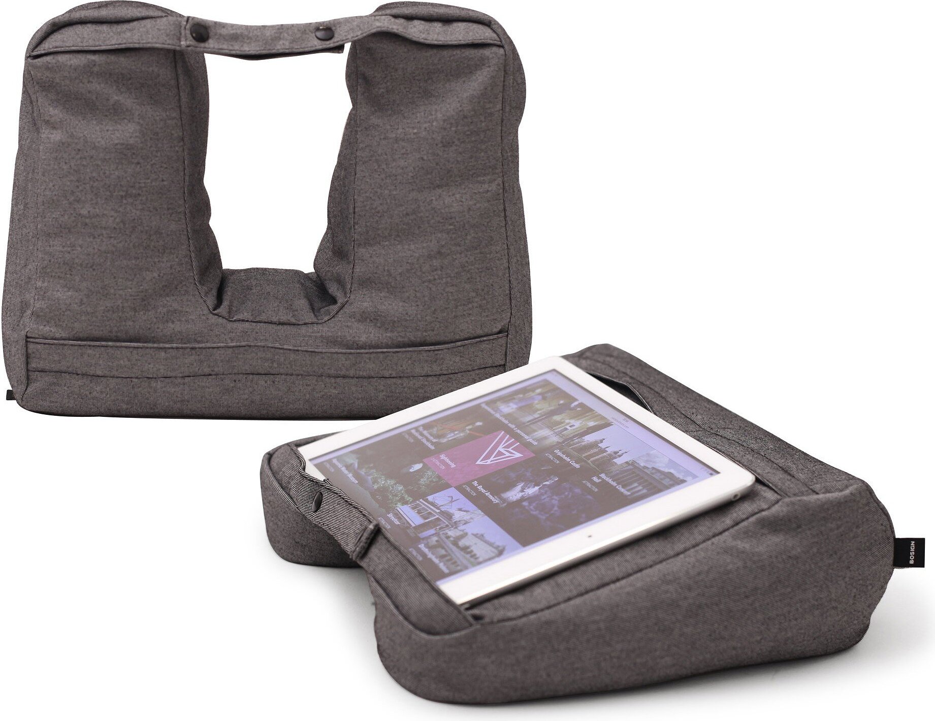 Poduszka podróżna i podstawka pod tablet 2 w 1