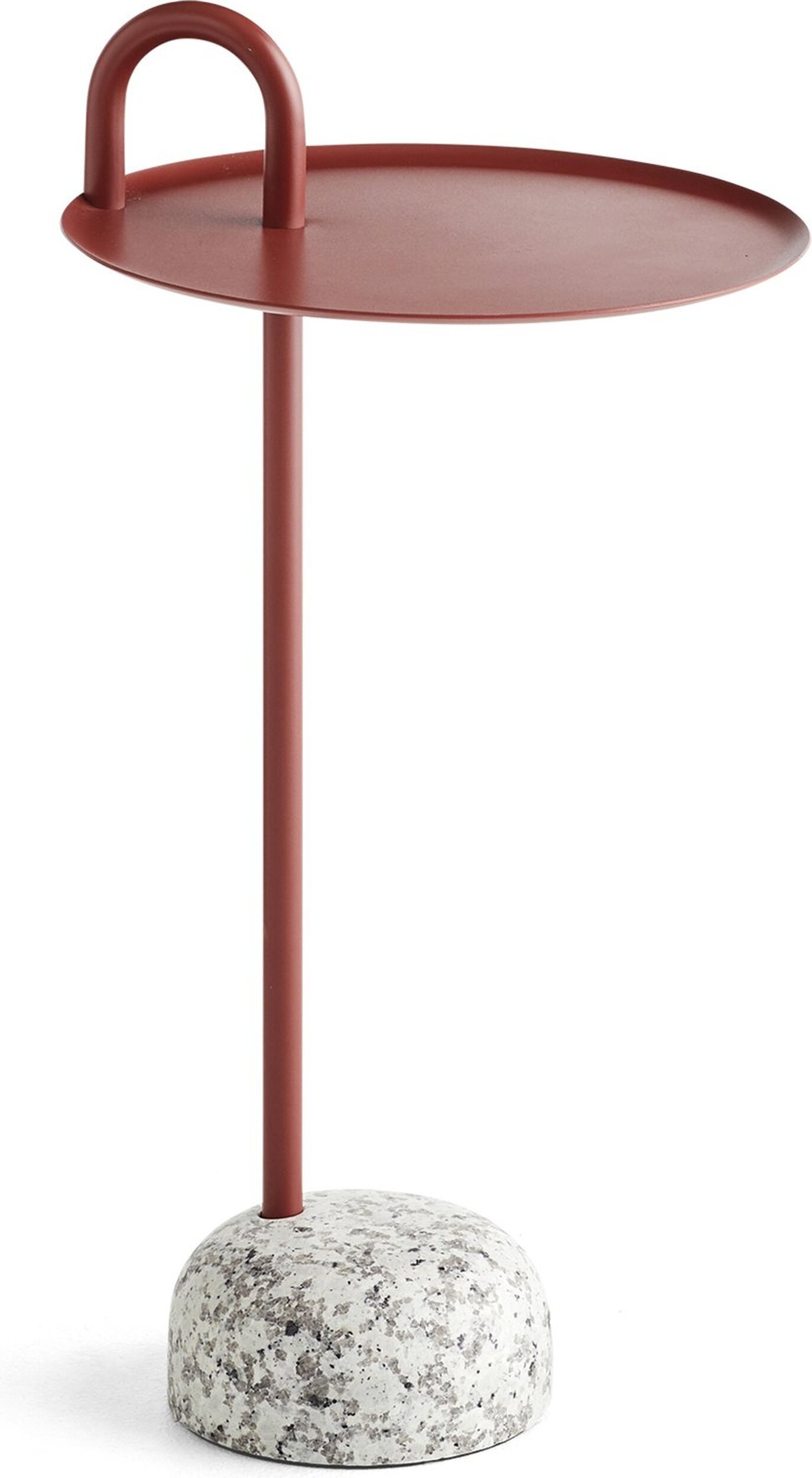 Stolik boczny Bowler 36 cm czerwony z granitową podstawą
