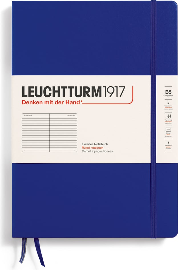 Notes w linię w twardej oprawie Leuchtturm 1917 B5 219 stron ciemnoniebieski 80 g/m²