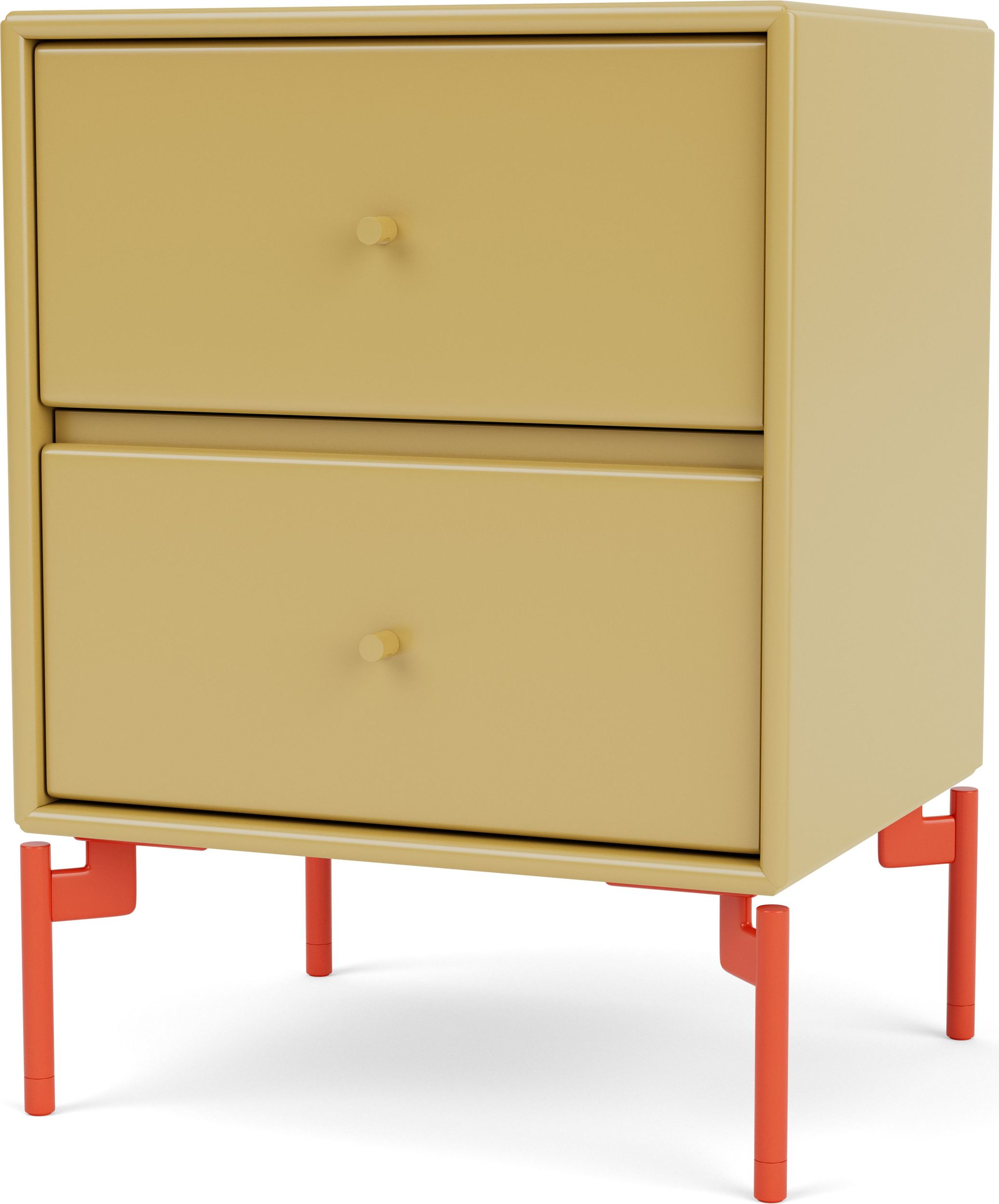 Szafka nocna Drift musztardowa na czerwonych nogach