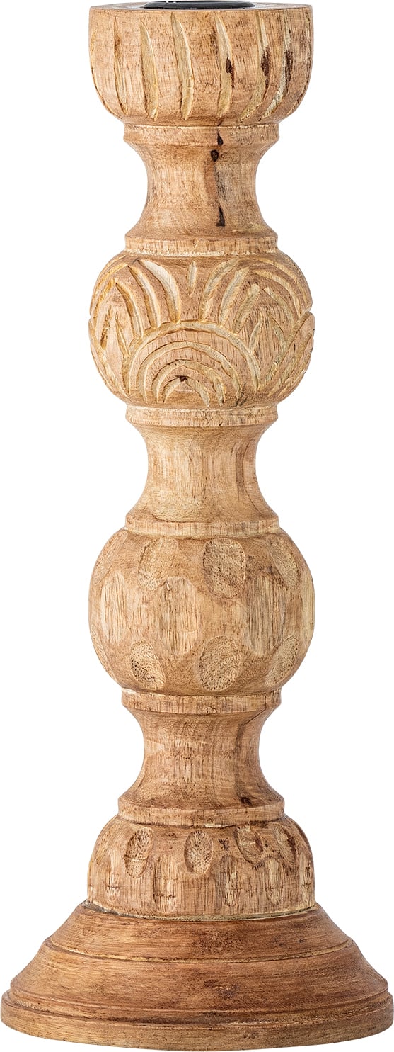 Świecznik na klasyczną świecę Nalua 26 cm z drewna mango