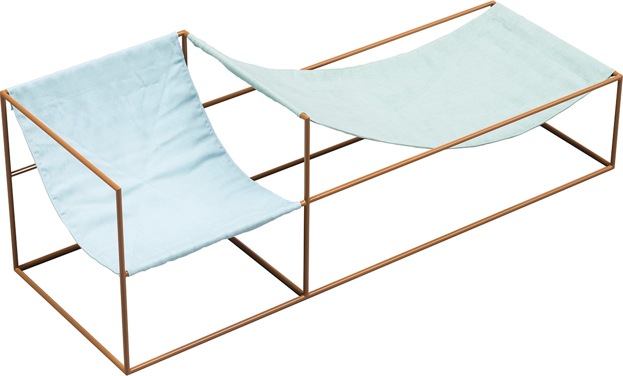 Leżak ogrodowy Duo 180 cm niebiesko-zielony podwójny