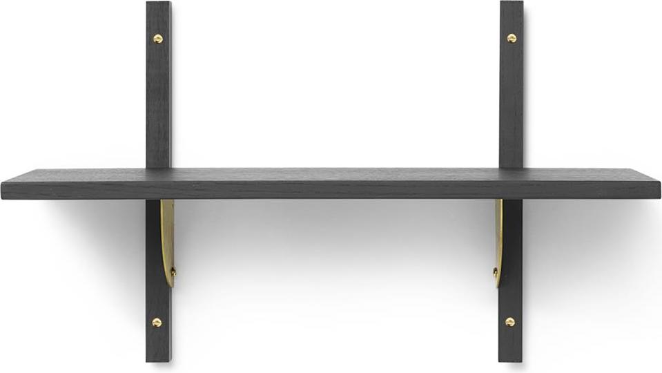 Półka Sector pojedyncza 54 cm czarny jesion z mosiężnym mocowaniem