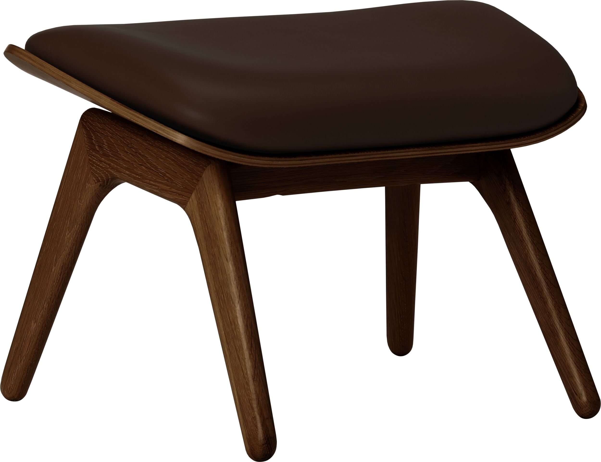 Podnóżek The Reader Hope brązowy skórzany na ciemnych dębowych nogach