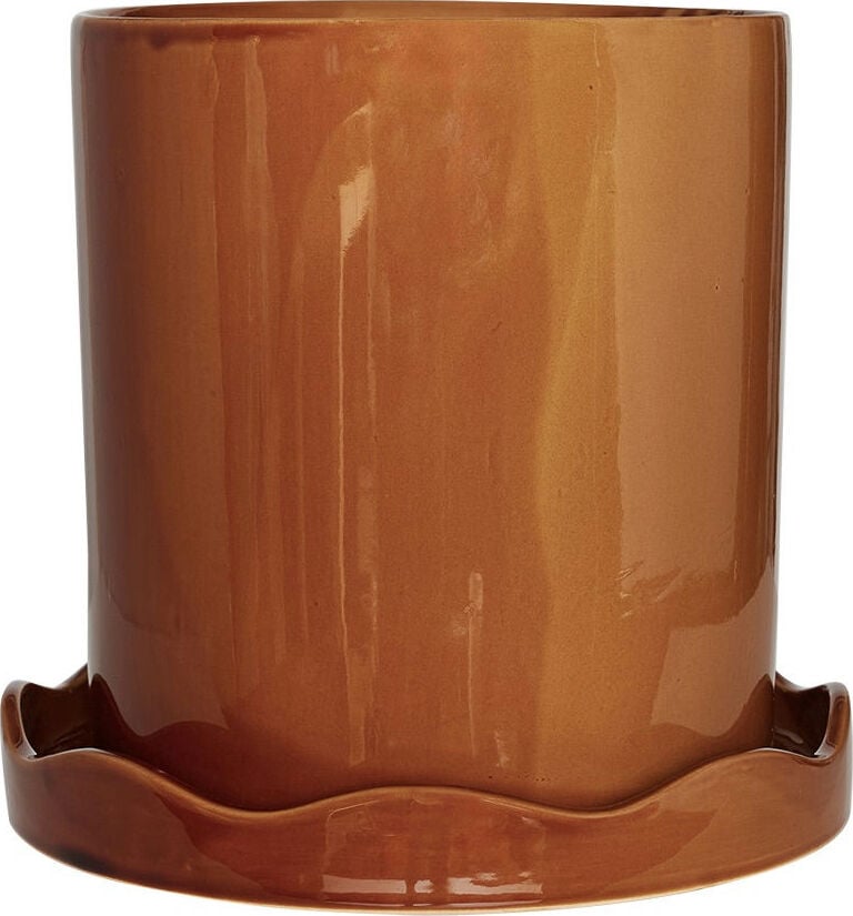 Doniczka z podstawką Nami 27 cm brązowa